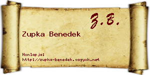 Zupka Benedek névjegykártya